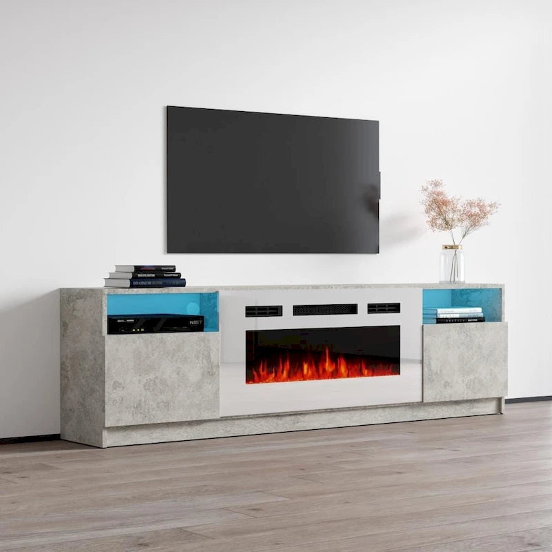 Mobile TV con caminetto elettrico con luci LED e telecomando - 78.7W