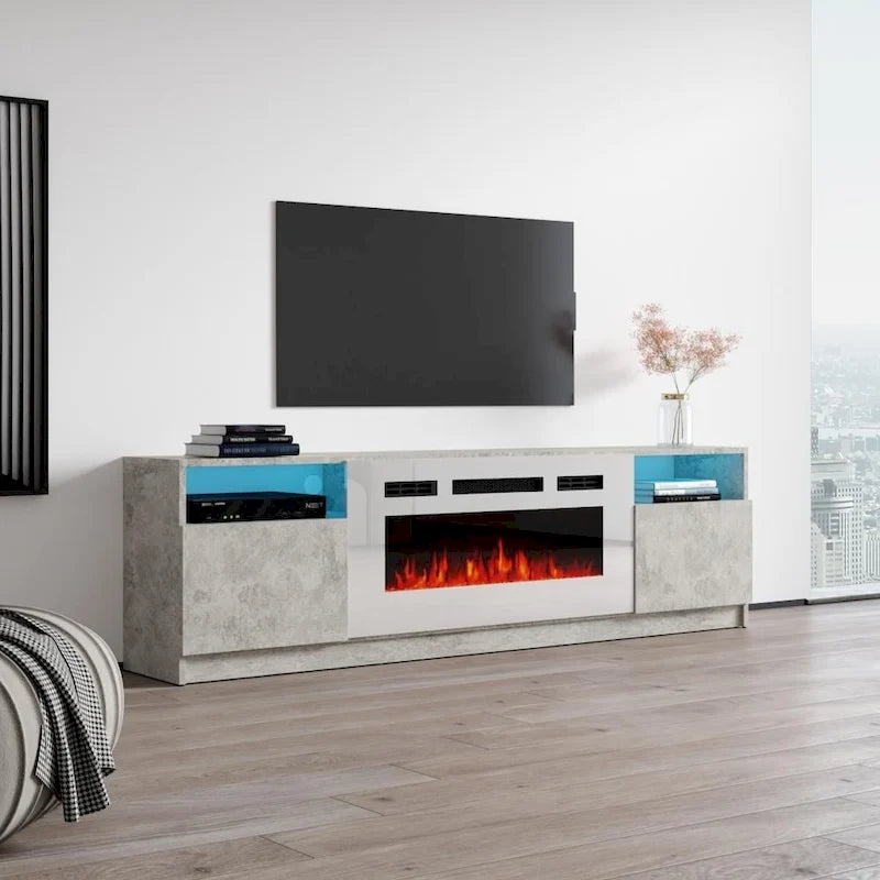 Mobile TV con caminetto elettrico con luci LED e telecomando - 78.7W