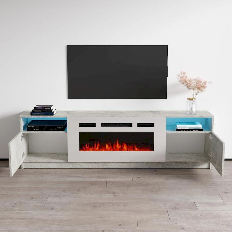 Mobile TV con caminetto elettrico con luci LED e telecomando - 78.7W