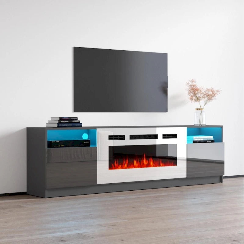 Mobile TV con caminetto elettrico con luci LED e telecomando - 78.7W