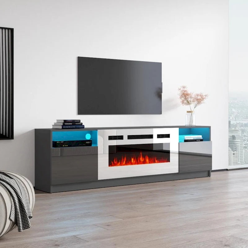 Mobile TV con caminetto elettrico con luci LED e telecomando - 78.7W