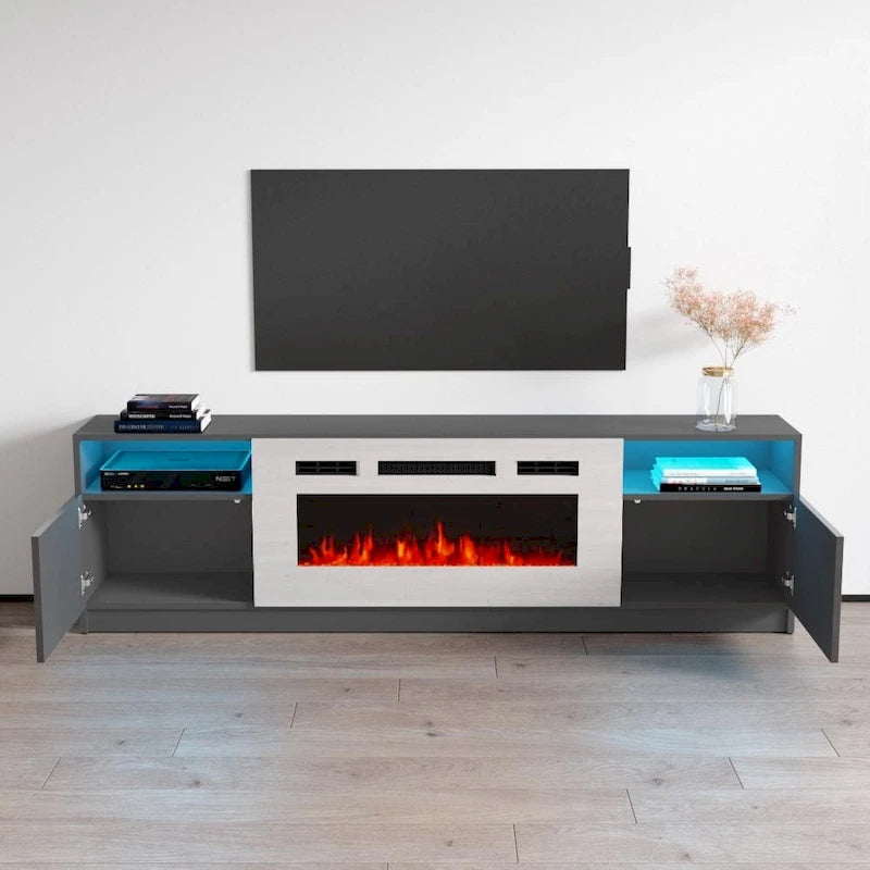 Mobile TV con caminetto elettrico con luci LED e telecomando - 78.7W