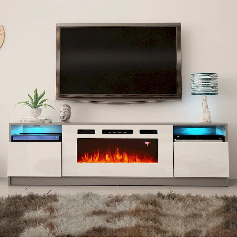 Mobile TV con caminetto elettrico con luci LED e telecomando - 78.7W