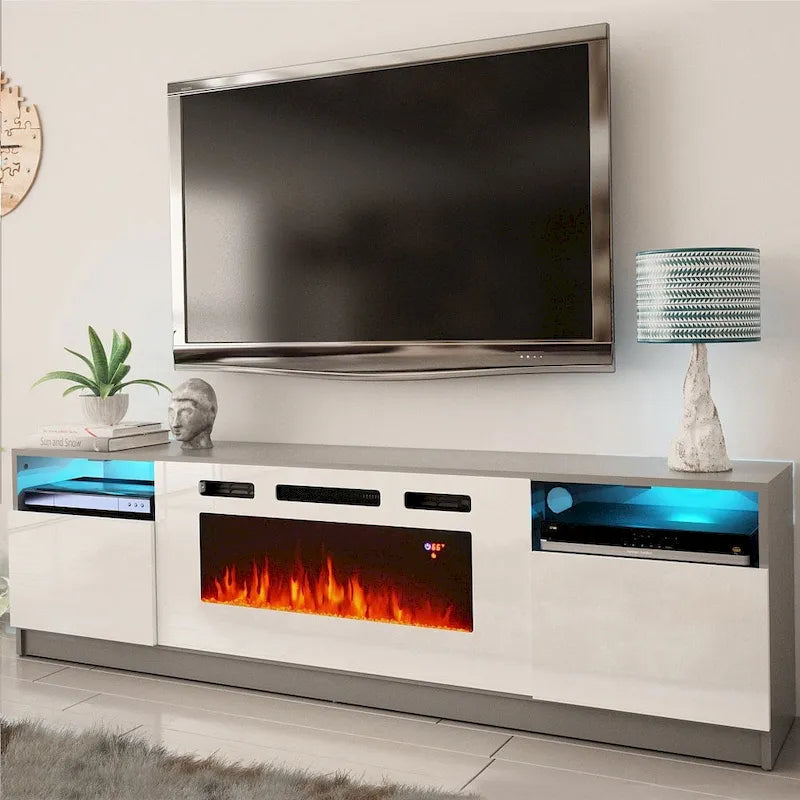 Mobile TV con caminetto elettrico con luci LED e telecomando - 78.7W