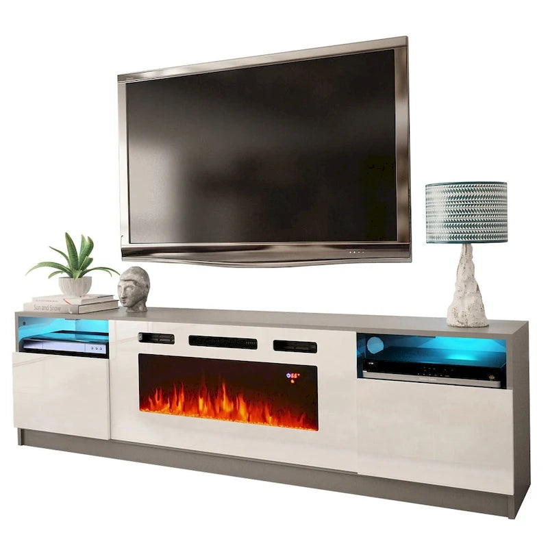 Mobile TV con caminetto elettrico con luci LED e telecomando - 78.7W