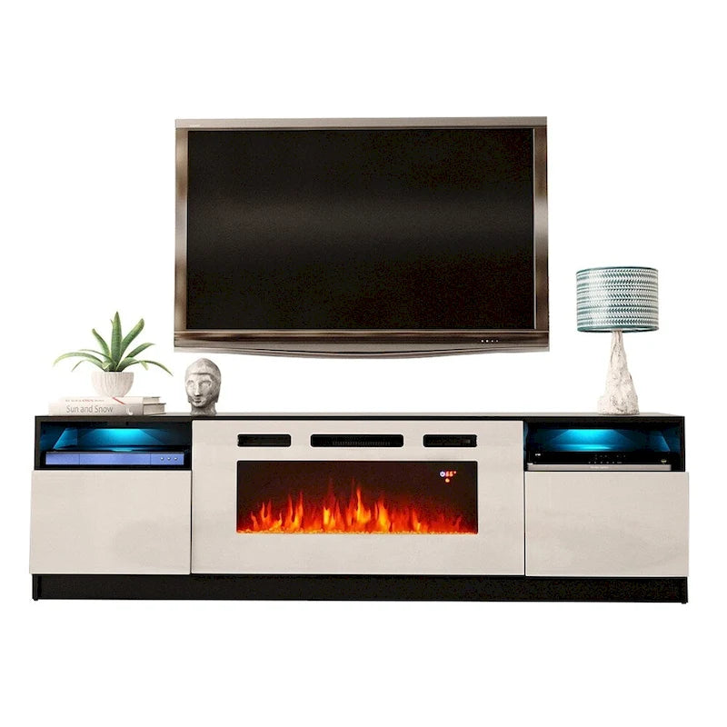 Mobile TV con caminetto elettrico con luci LED e telecomando - 78.7W