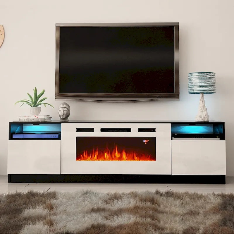 Mobile TV con caminetto elettrico con luci LED e telecomando - 78.7W