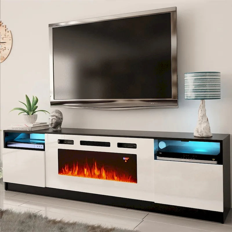 Mobile TV con caminetto elettrico con luci LED e telecomando - 78.7W