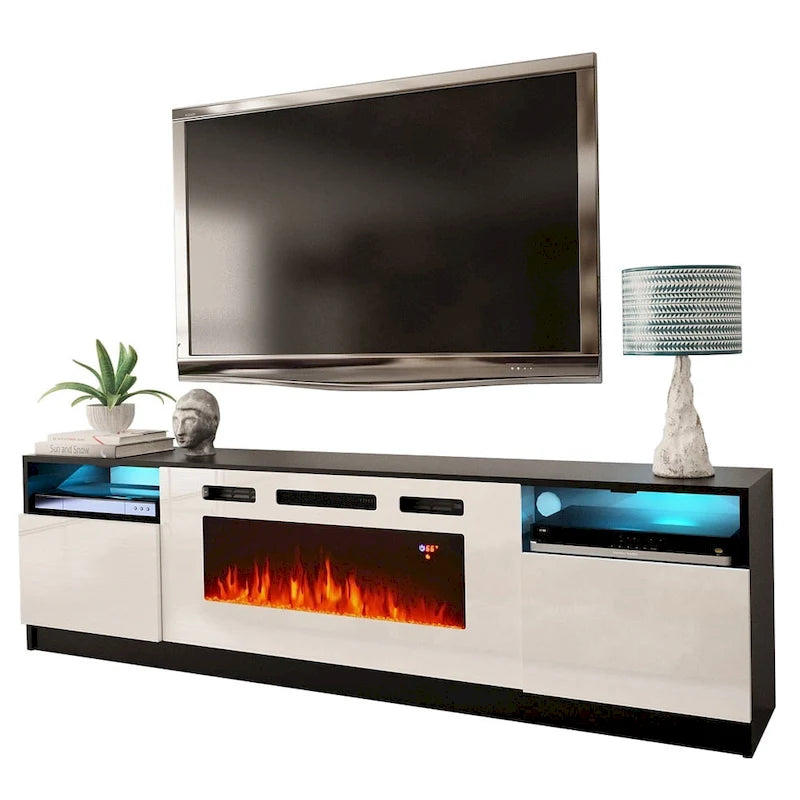 Mobile TV con caminetto elettrico con luci LED e telecomando - 78.7W