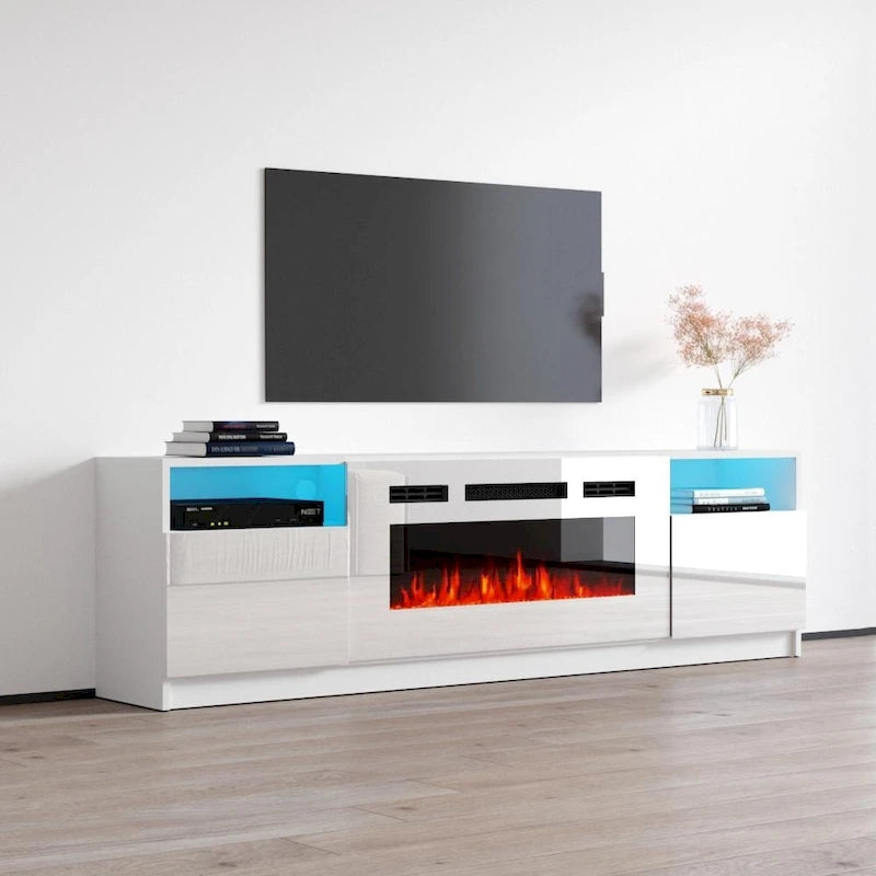 Mobile TV con caminetto elettrico con luci LED e telecomando - 78.7W
