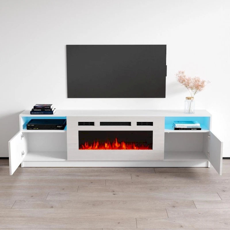 Mobile TV con caminetto elettrico con luci LED e telecomando - 78.7W