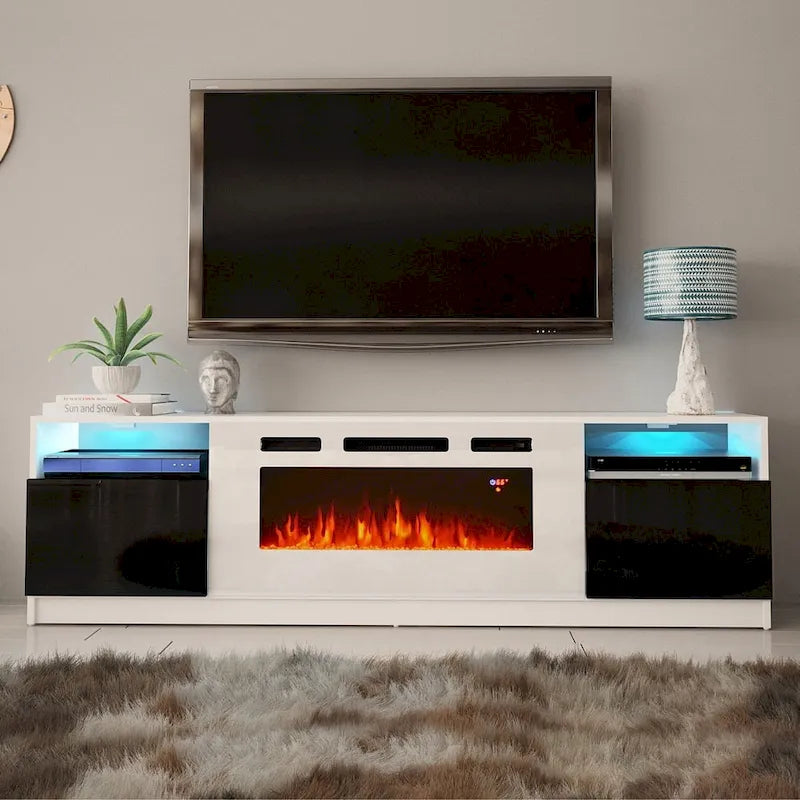 Mobile TV con caminetto elettrico con luci LED e telecomando - 78.7W