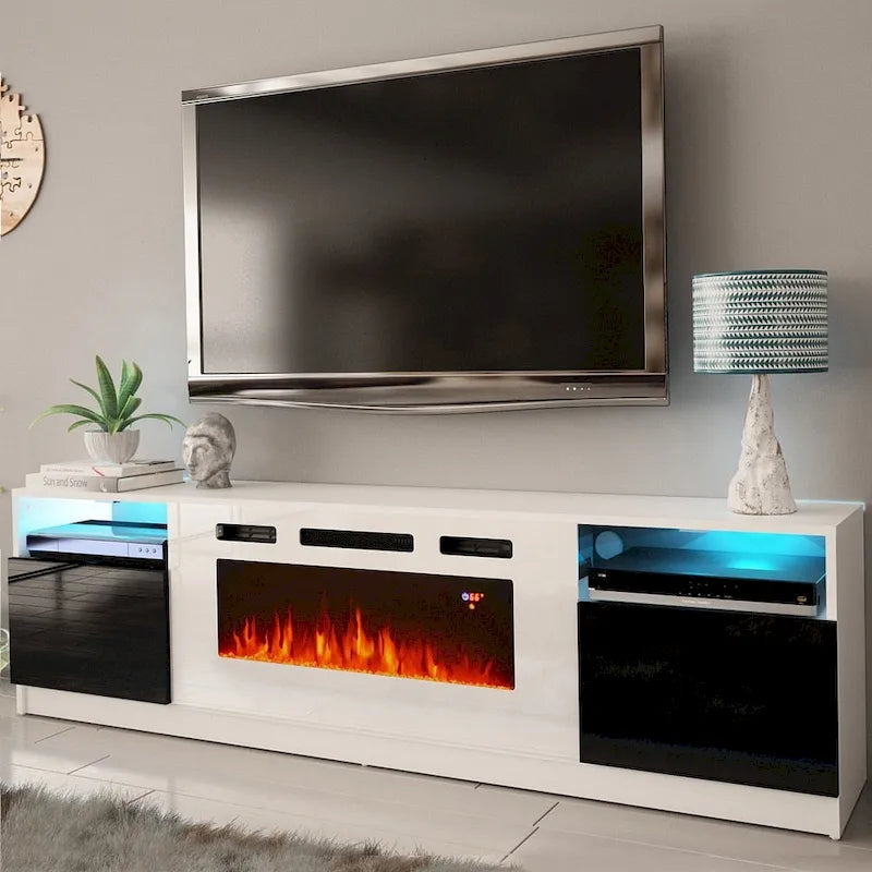 Mobile TV con caminetto elettrico con luci LED e telecomando - 78.7W