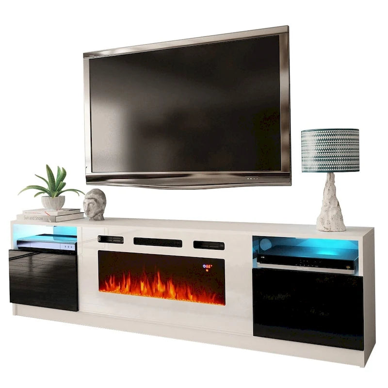 Mobile TV con caminetto elettrico con luci LED e telecomando - 78.7W