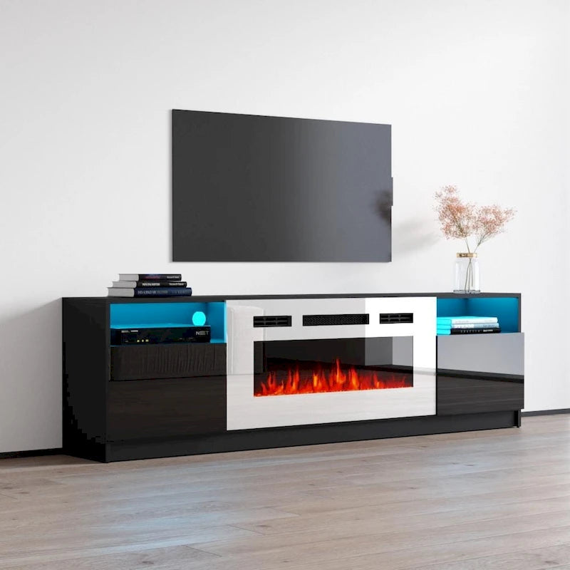Mobile TV con caminetto elettrico con luci LED e telecomando - 78.7W