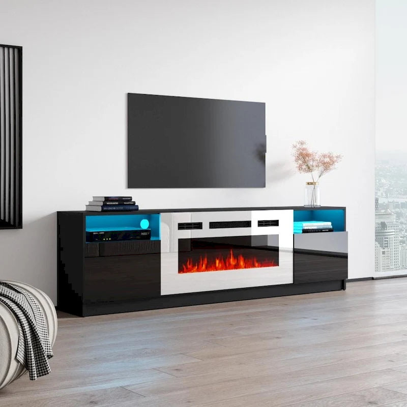 Mobile TV con caminetto elettrico con luci LED e telecomando - 78.7W