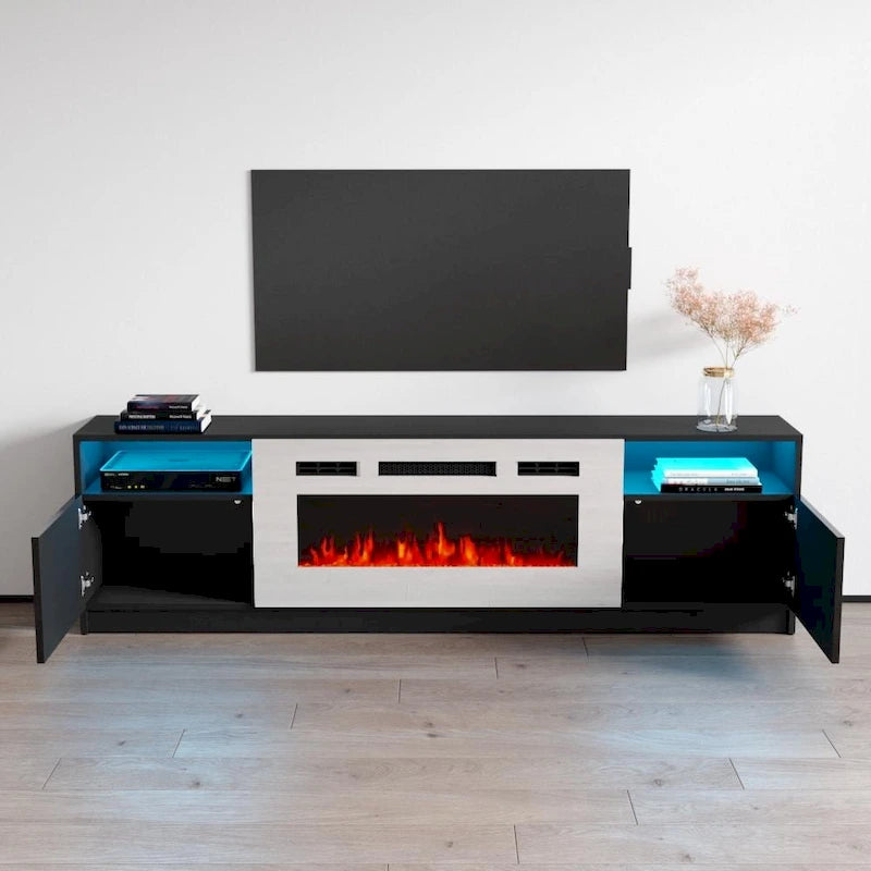 Mobile TV con caminetto elettrico con luci LED e telecomando - 78.7W