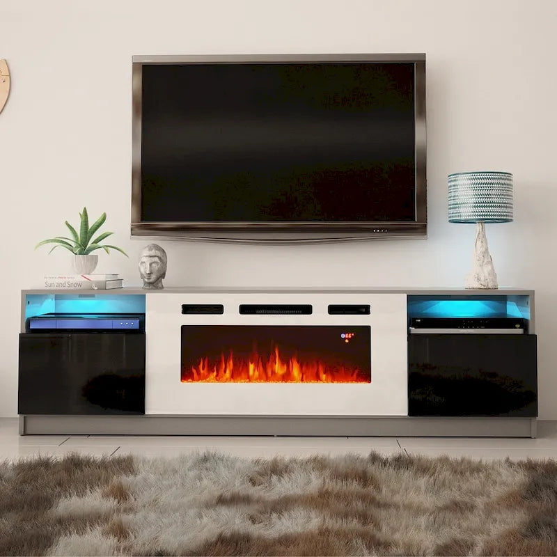 Mobile TV con caminetto elettrico con luci LED e telecomando - 78.7W