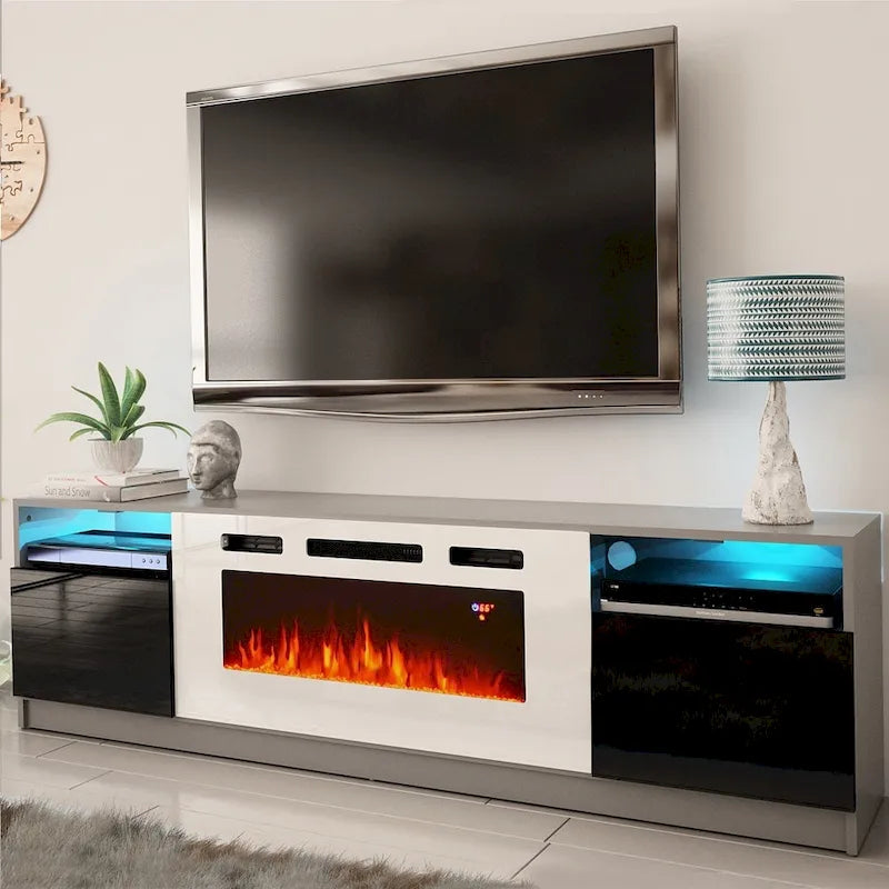 Mobile TV con caminetto elettrico con luci LED e telecomando - 78.7W
