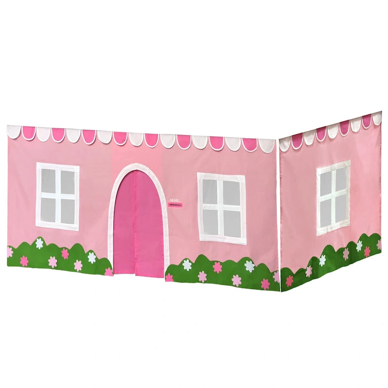 Tenda Sottoponte Letto Bambini - Cotone Stile Rustico con Dettagli in Feltro