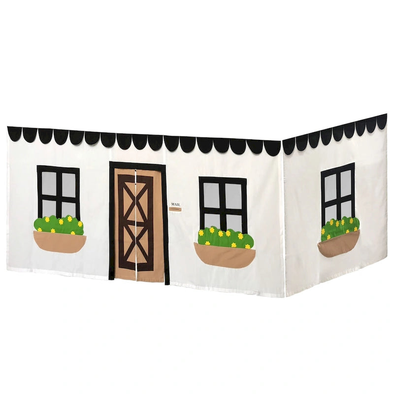 Tenda Sottoponte Letto Bambini - Cotone Stile Rustico con Dettagli in Feltro