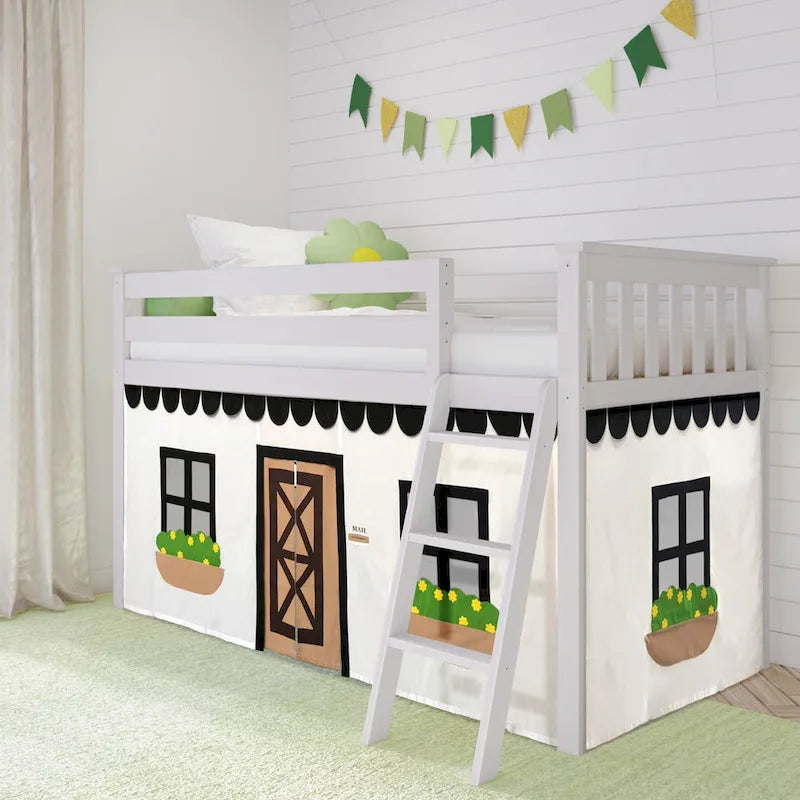 Tenda Sottoponte Letto Bambini - Cotone Stile Rustico con Dettagli in Feltro