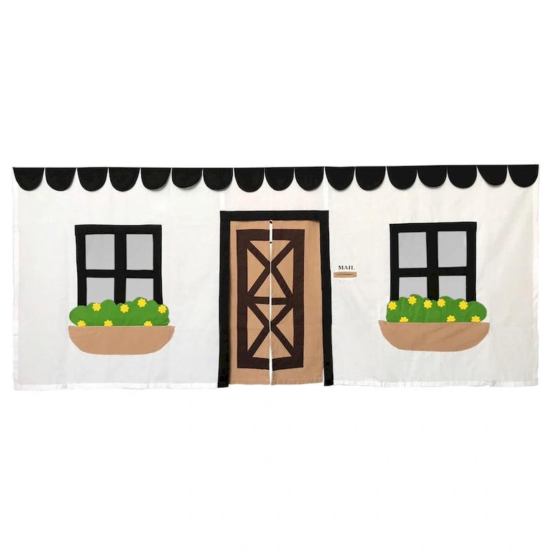 Tenda Sottoponte Letto Bambini - Cotone Stile Rustico con Dettagli in Feltro