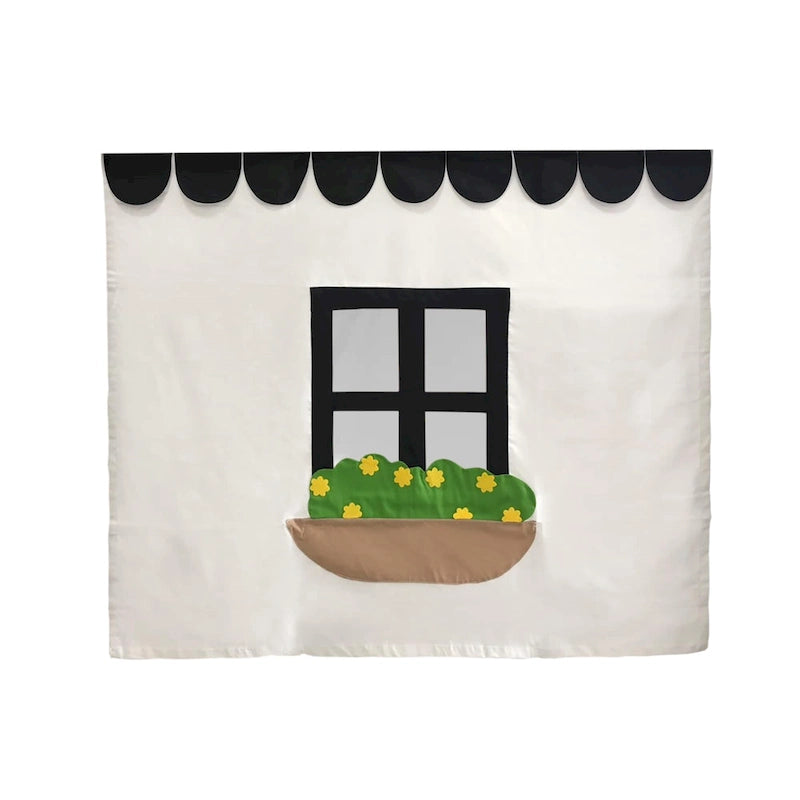 Tenda Sottoponte Letto Bambini - Cotone Stile Rustico con Dettagli in Feltro