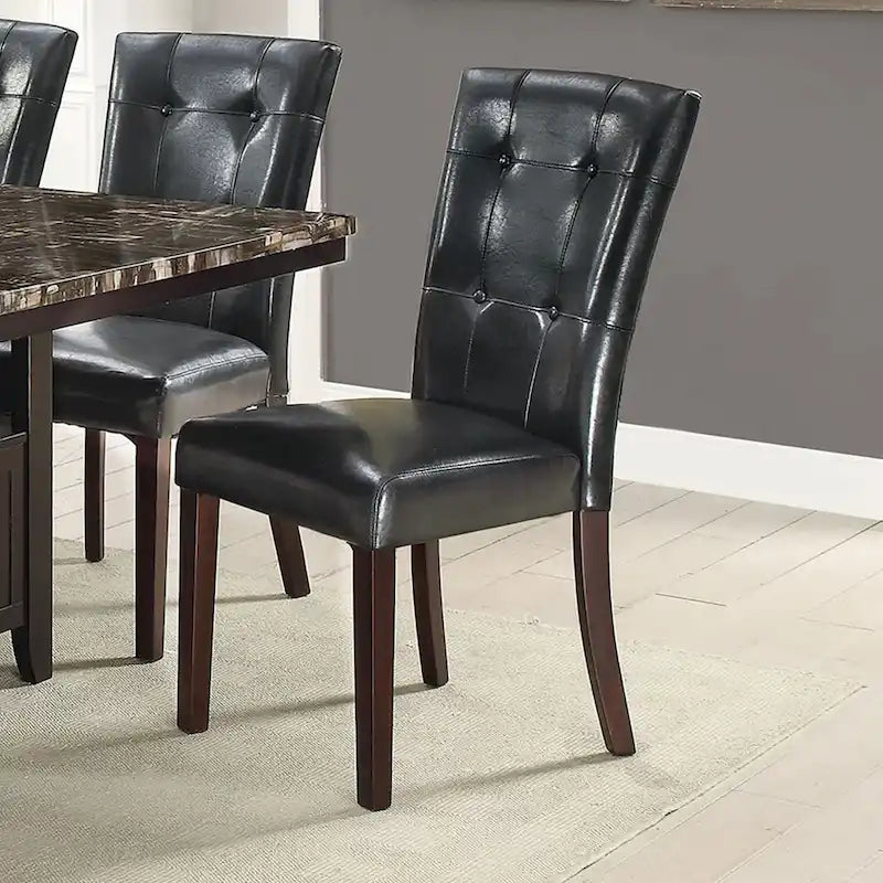 Sedie da Pranzo in Similpelle Trapuntata con Struttura in Legno - Set da 2