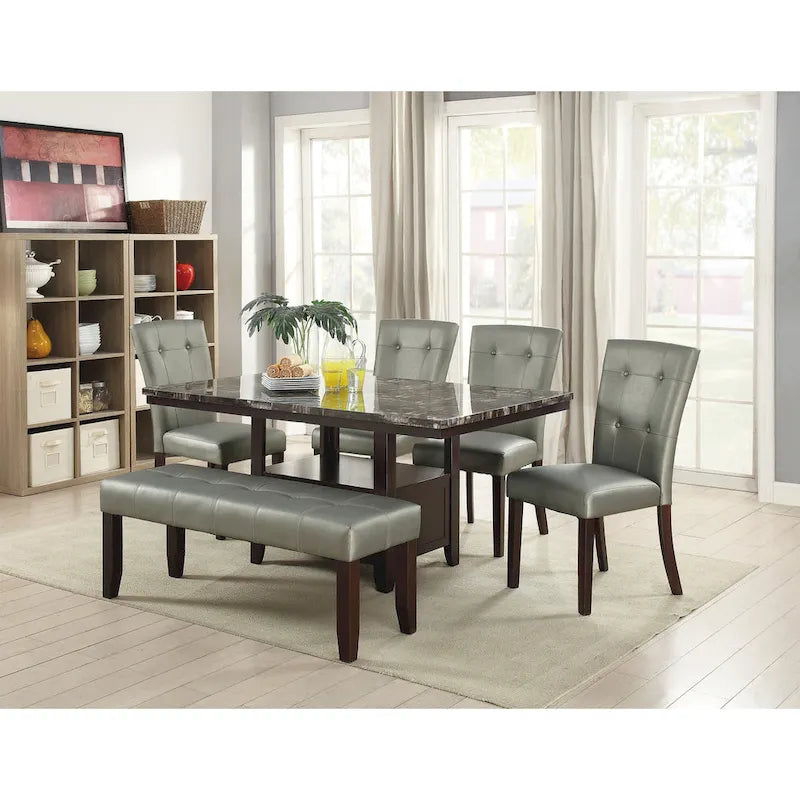 Sedie da Pranzo in Similpelle Trapuntata con Struttura in Legno - Set da 2