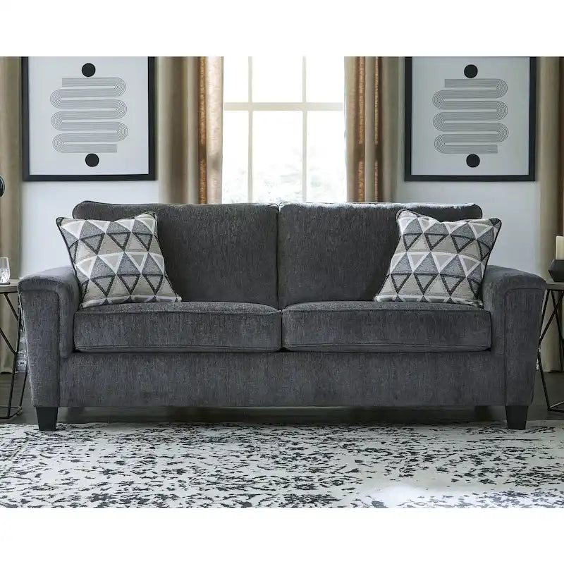 Divano contemporaneo in ciniglia con braccioli dritti - 89W x 38D x 39H