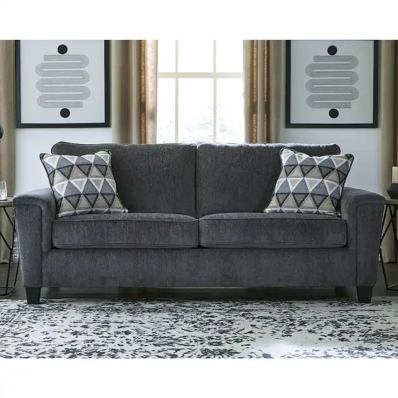 Divano contemporaneo in ciniglia con braccioli dritti - 89W x 38D x 39H