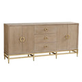 Credenza coloniale con 4 ante e 3 cassetti - Rovere anticato