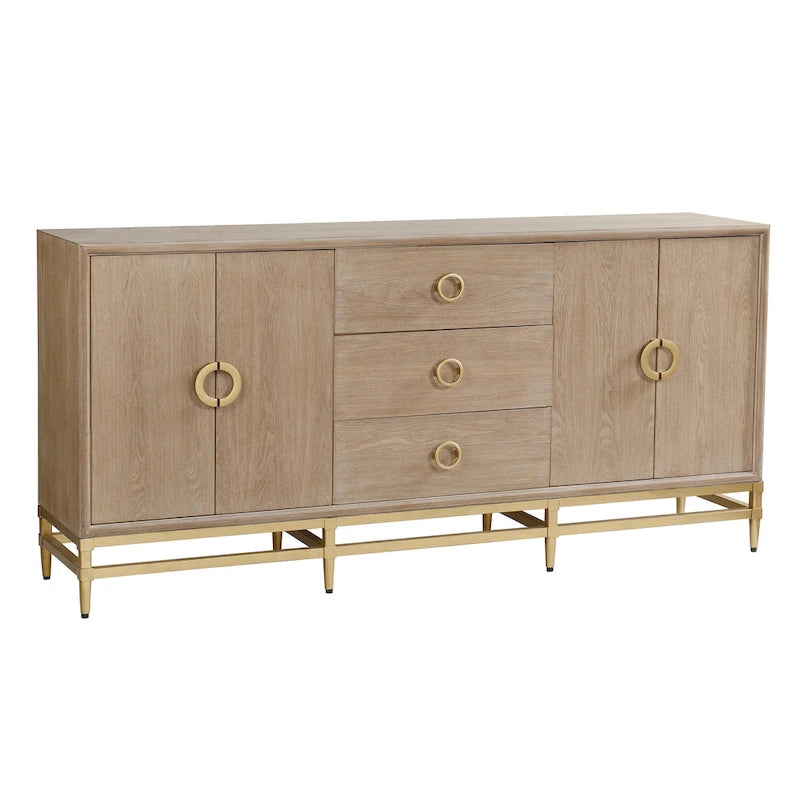 Augusta Credenza - Four Door Three Drawer Unit - Weathered Oak Finish