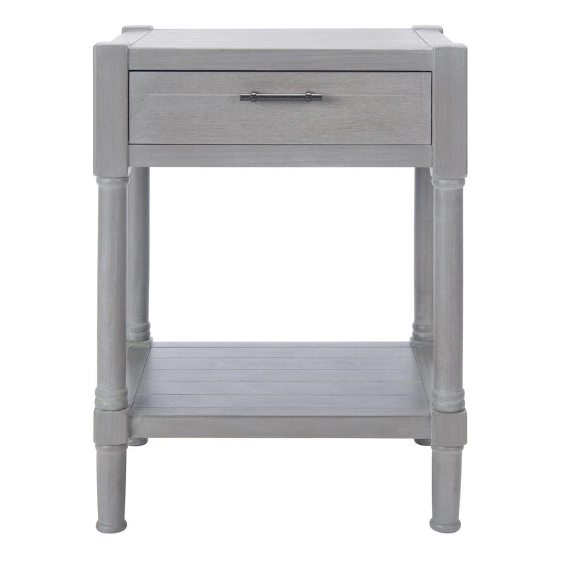 Tavolino d'appoggio con 1 cassetto, ripiano geometrico e gambe tornite - 19L x 16P x 26A