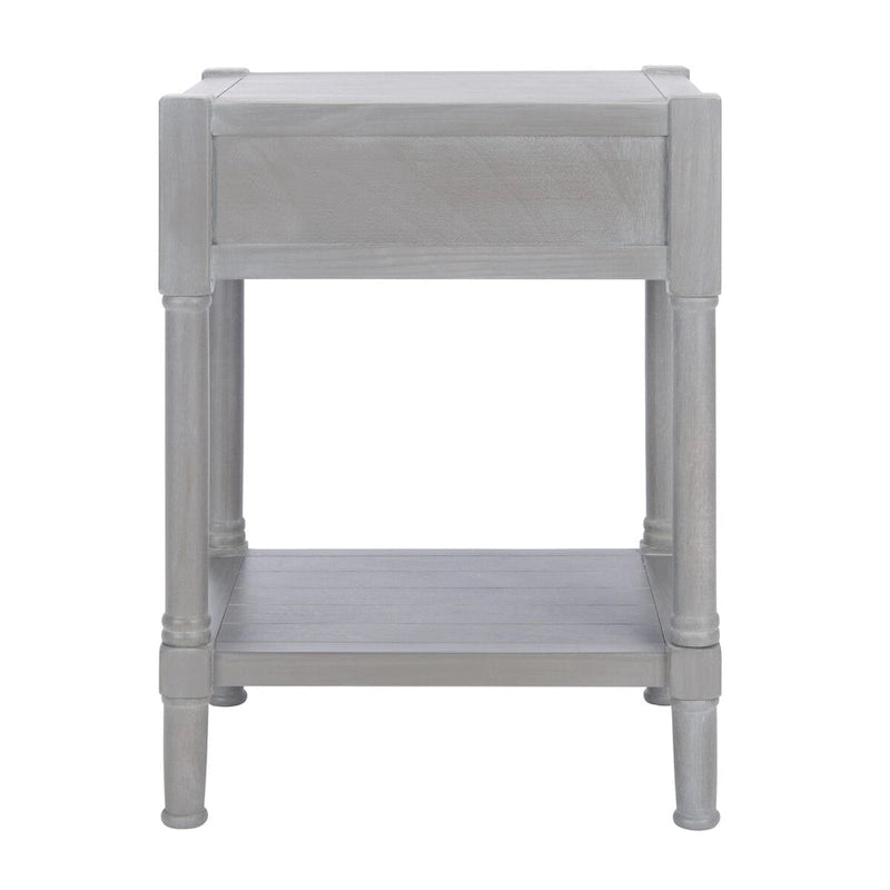 Tavolino d'appoggio con 1 cassetto, ripiano geometrico e gambe tornite - 19L x 16P x 26A