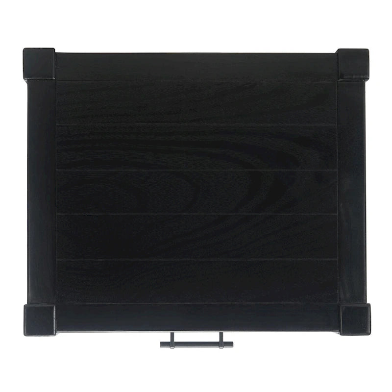 Tavolino d'appoggio con 1 cassetto, ripiano geometrico e gambe tornite - 19L x 16P x 26A
