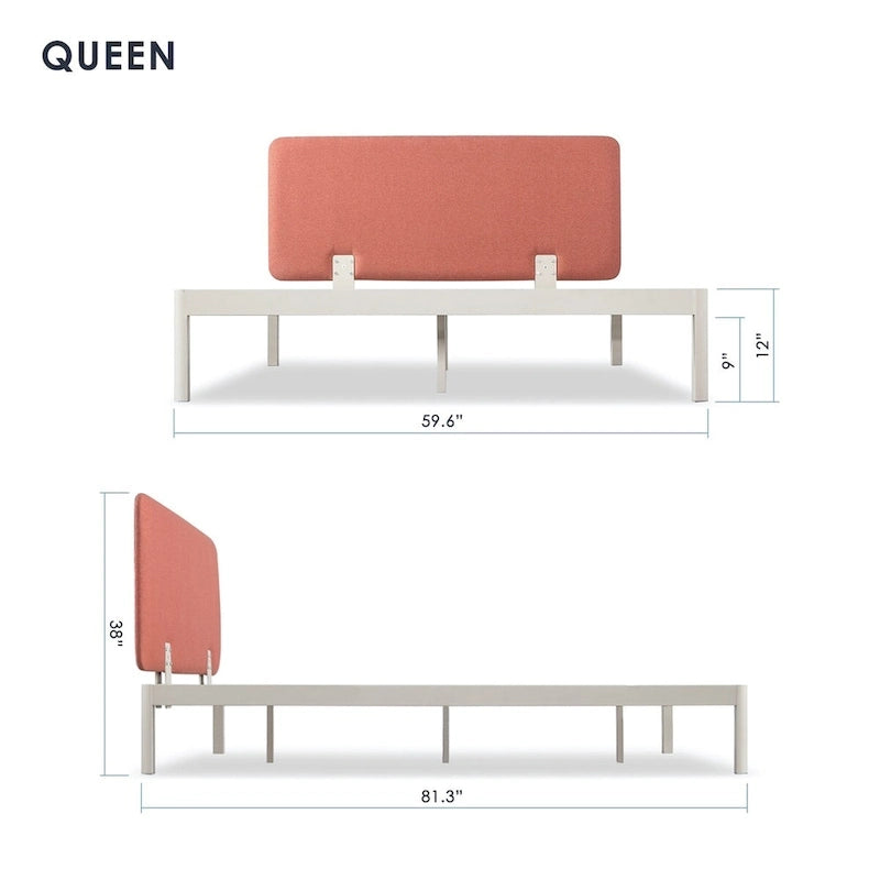 Letto con piattaforma in metallo imbottito con testiera in schiuma