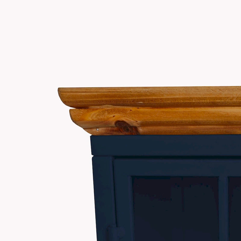 Comodino con Armadietto e Piano in Legno Massello - Confezione da 1 o 2