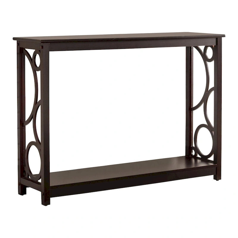 Tavolo console in legno di ciliegio scuro con ripiano portaoggetti - 42L