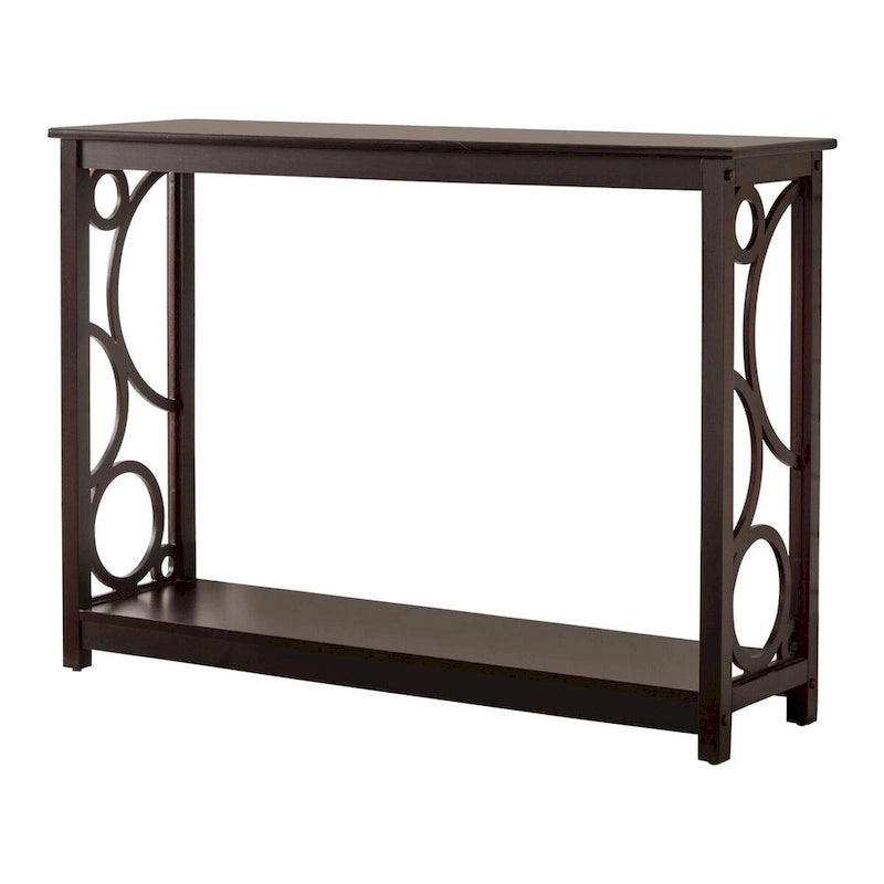 Tavolo console in legno di ciliegio scuro con ripiano portaoggetti - 42L
