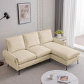 Divano Sezionale a L con Chaise Reversibile - Similpelle Beige