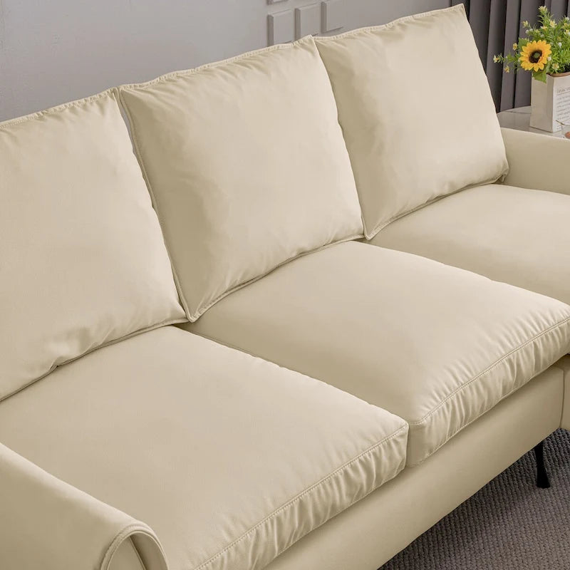 Divano Sezionale a L con Chaise Reversibile - Similpelle Beige