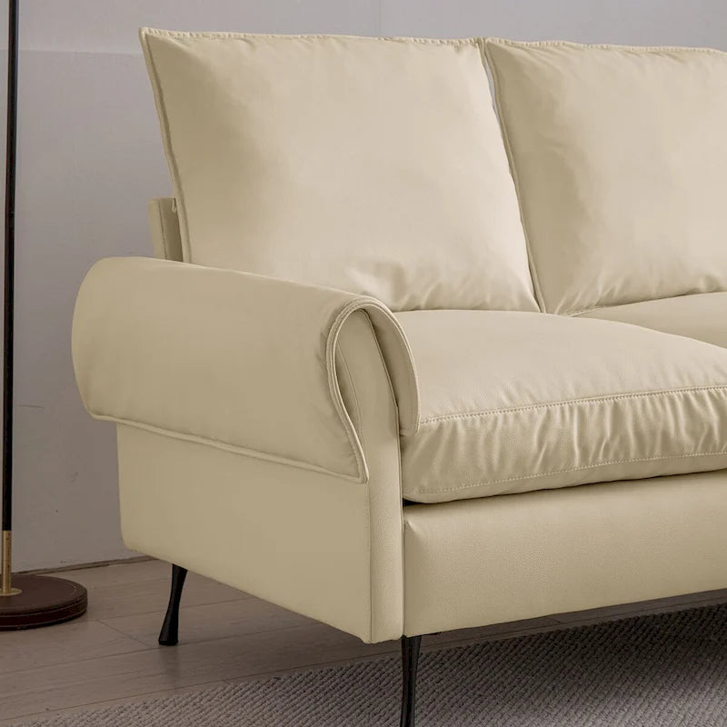 Divano Sezionale a L con Chaise Reversibile - Similpelle Beige