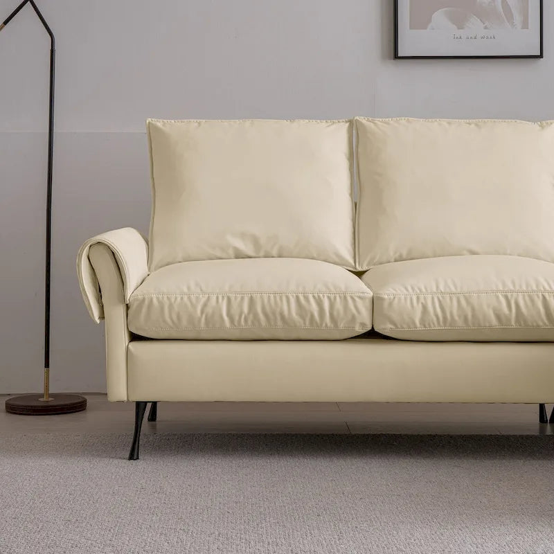 Divano Sezionale a L con Chaise Reversibile - Similpelle Beige