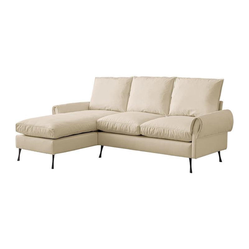 Divano Sezionale a L con Chaise Reversibile - Similpelle Beige
