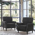 Poltrona accent imbottita con finitura borchiata e gambe in legno - Set da 2
