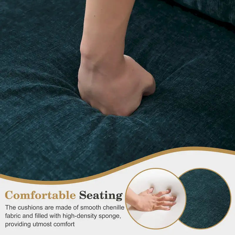 Poltrona accent imbottita con finitura borchiata e gambe in legno - Set da 2